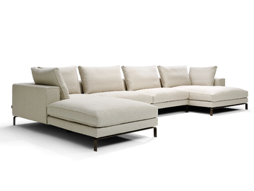 MALIBU - Fabric sofa with chaise longue by Linteloo