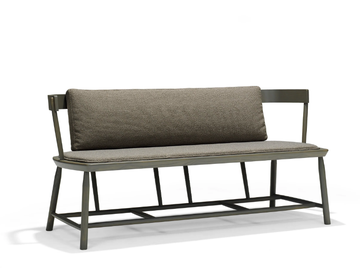 OISEAU - Upholstered solid wood bench with back by Linteloo