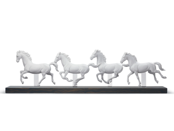 GALLOPING HERD HORSES WHITE - Porcelain decorative object by Lladró