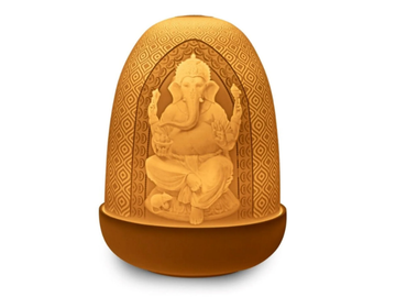 LORD GANESHA AND GODDESS LAKSHMI DOME - Rechargeable porcelain table lamp by Lladró
