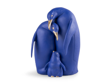 PENGUIN FAMILY - BLUE AND GOLD - Porcelain decorative object by Lladró
