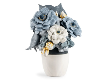 VASE WITH FLOWERS - Porcelain decorative object by Lladró