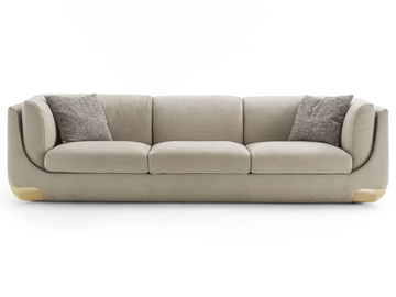 BRAVERY - 3 seater leather and fabric sofa by Longhi