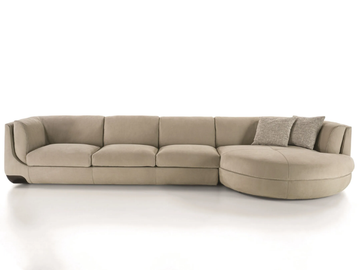 BRAVERY - Leather and fabric sofa with chaise longue by Longhi