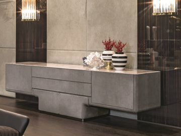 DO - Leather sideboard with drawers by Longhi