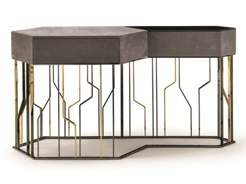 GINZA EVO - Leather console table with drawers by Longhi