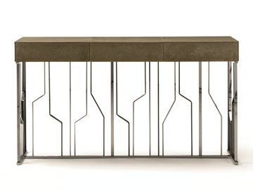 GINZA EVO - Rectangular leather console table with drawers by Longhi