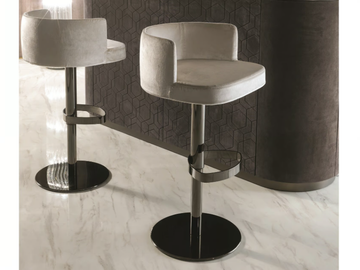 KELLY - Swivel leather stool with footrest by Longhi