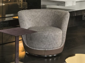 LAURENT - Swivel fabric armchair by Longhi