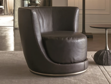 LAURENT - Swivel leather armchair by Longhi
