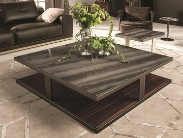 LAYER - Square marble coffee table by Longhi