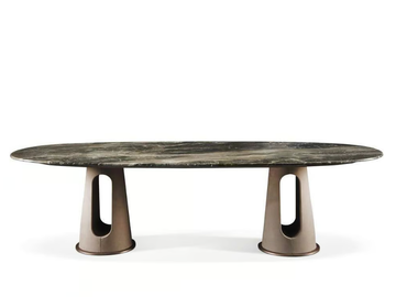 MAVERICK - Marble and leather table by Longhi