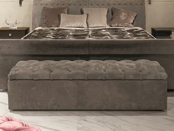 SAM - Storage tufted leather bench by Longhi