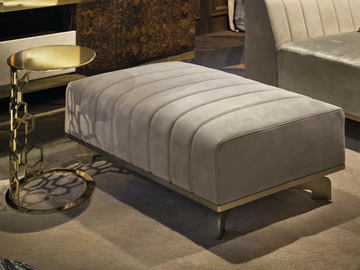 SHEFFIELD - Rectangular leather pouf by Longhi