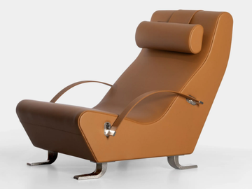DUNE - Leather armchair with headrest by Lorenzo Tondelli