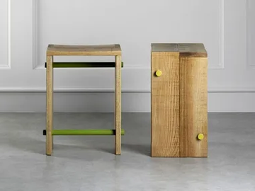 BERTILLO - Ash stool with footrest by L'Ottocento