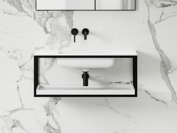 ARIA - Single wall-mounted Resin Stone vanity unit with integrated washbasin by LUSSO