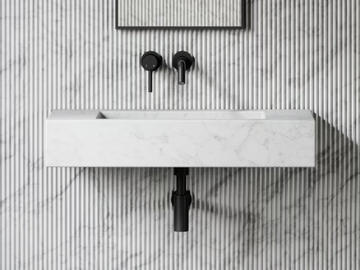 CAPRI - Wall-mounted rectangular Carrara marble washbasin by LUSSO