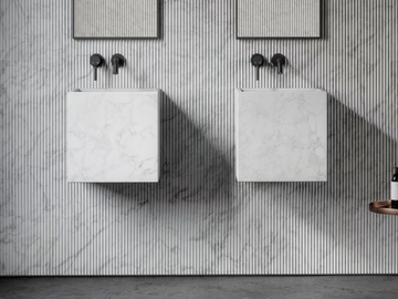 CINO - Wall-mounted square Carrara marble washbasin by LUSSO