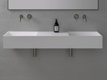 COTTI - Wall-mounted double rectangular Resin Stone washbasin by LUSSO