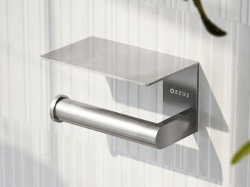 DEKA - Stainless steel toilet roll holder with shelf by LUSSO