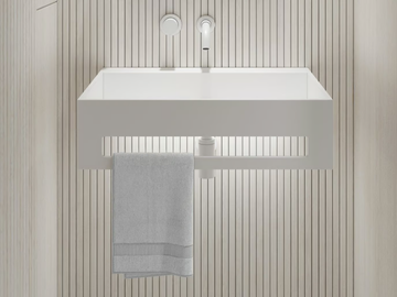 ETHOS FLOW - Wall-mounted Resin Stone washbasin with towel rail by LUSSO