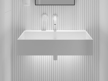 ETHOS - Wall-mounted rectangular Resin Stone washbasin by LUSSO