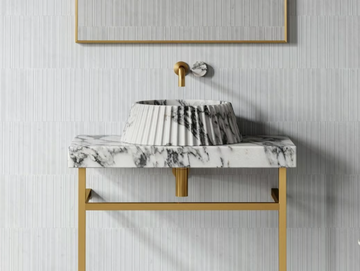 LAMP - Countertop round Arabescato marble washbasin by LUSSO