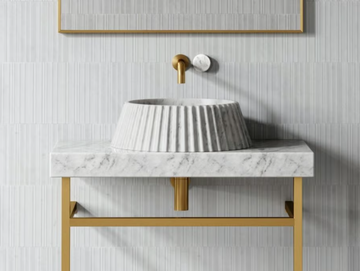 LAMP - Countertop round Carrara marble washbasin by LUSSO