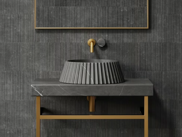 LAMP - Countertop round Pietra Grey marble washbasin by LUSSO
