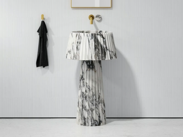 LAMP - Freestanding round Arabescato marble washbasin by LUSSO