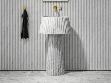 LAMP - Freestanding round Carrara marble washbasin by LUSSO