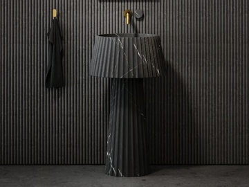LAMP - Freestanding round Pietra Grey marble washbasin by LUSSO