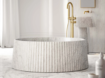 LAMP - Round Carrara marble bathtub by LUSSO