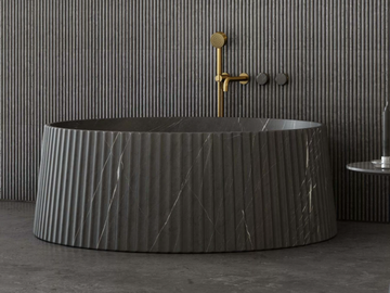 LAMP - Round Pietra Grey marble bathtub by LUSSO