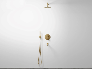 LUXE - 5 hole wall-mounted bathtub set with overhead shower by LUSSO