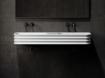 MADDOX - Wall-mounted double rectangular Resin Stone washbasin by LUSSO