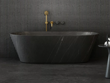 MUSE - Freestanding oval Pietra Grey marble bathtub by LUSSO