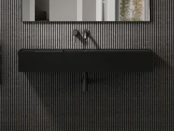 NERA - Wall-mounted single rectangular Resin Stone washbasin by LUSSO