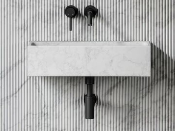 QUADRA - Rectangular single Carrara marble washbasin by LUSSO