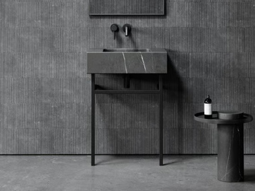 VERNANTE - Single Pietra Grey marble console sink with towel rail by LUSSO