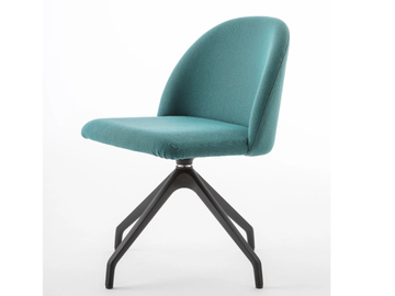 BLOOM S - Swivel trestle-based fabric chair by Luxy