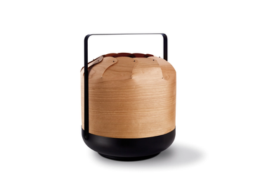 CHOU - Wood veneer and metal table lamp / lantern by LZF