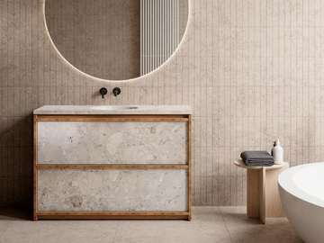 NORDIC WOOD - Floor-standing marble vanity unit with integrated washbasin by Maami Home