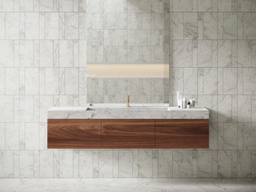 PUKA PUKA - Wall-mounted Carrara marble washbasin with drawers by Maami Home