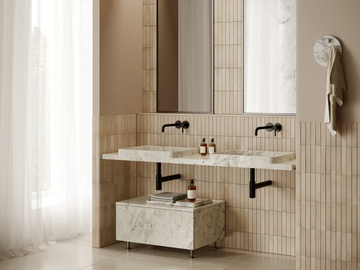 TUAMOTU DOUBLE - Wall-mounted double marble washbasin with drawers by Maami Home