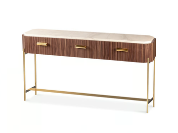 MALCOLM - Wood veneer and marble console table with drawers by Mambo Unlimited Ideas