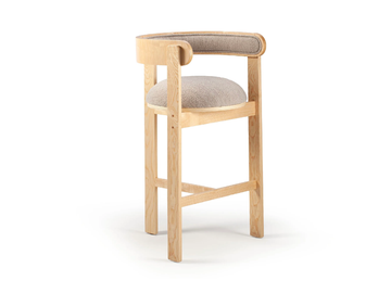 MOULIN - High stool with oak structure and fabric padding by Mambo Unlimited Ideas