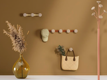 LOTUS - Wall-mounted steel and wood coat rack by Manade