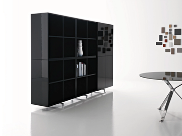 REVO - Open tall wooden office shelving by Manerba